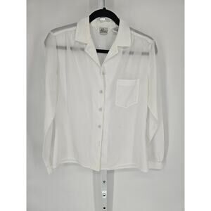 Alicia Women's Long Sleeve Button Down White Polyester Blouse Top Size 10
